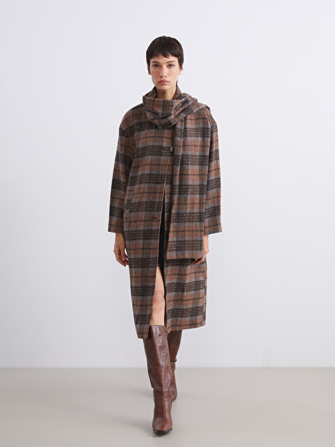 LCW Vision ქალი ყავისფერი შალის შერეული ქურთუკი - W5HT06Z8-LLL