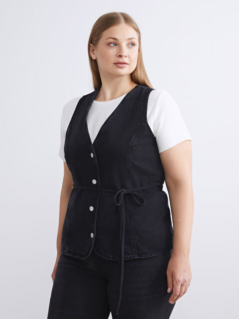 LCWAIKIKI Classic V Yaka Kadın Jean Yelek - W5HT26Z8-J0F