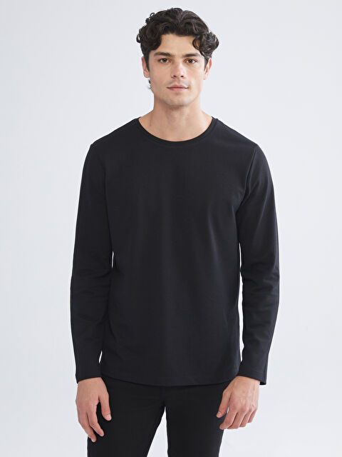 LC WAIKIKI Bisiklet Yaka Uzun Kollu Erkek Tişört - W5HT39Z8-CVL