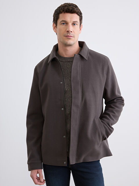 LCWAIKIKI Classic Standart Kalıp Gömlek Yaka Erkek Kaşe Mont - W5HV41Z8-ZQD