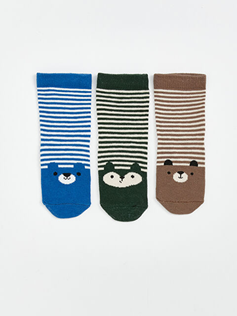 LCW ECO Desenli Erkek Bebek Soket Çorap 3'lü - W5HY60Z1-FHM