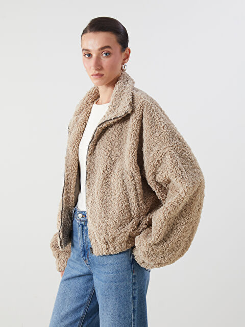 LCW ECO Gömlek Yaka Kadın Pelüş Mont - W5I045Z8-CT9