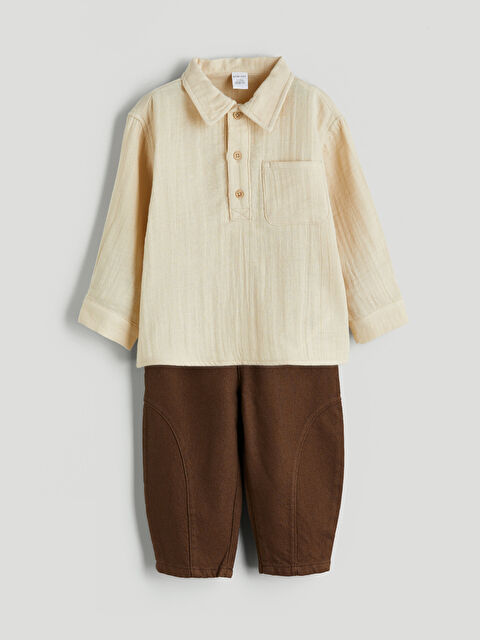 LCW baby Erkek Bebek Gömlek ve Pantolon 2'li Takım - W5I426Z1-V5X