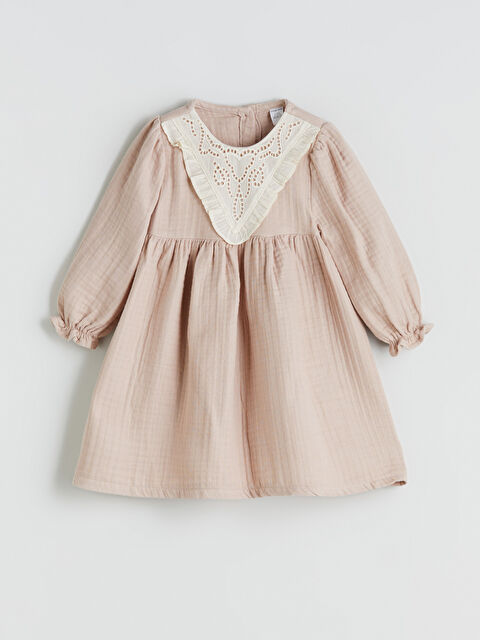 LCW baby Bebe Yaka Müslin Kız Bebek Elbise - W5I428Z1-RMY