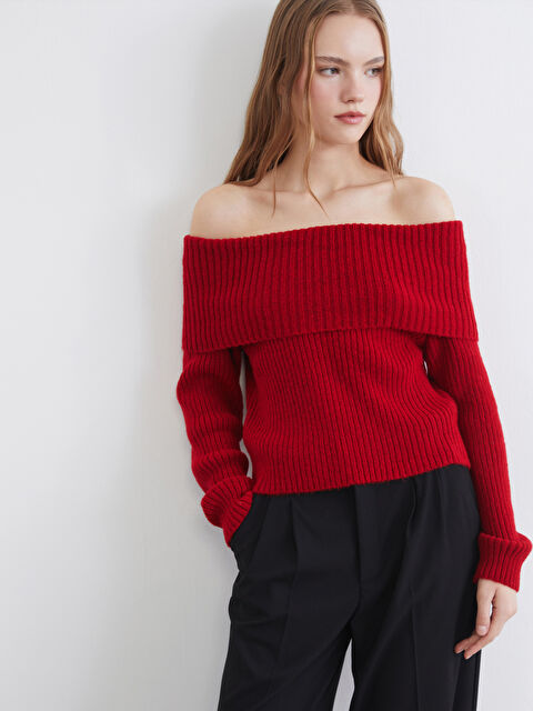 XSIDE Slash Neck Women's Tricot Sweater - W5I458Z8-VW8