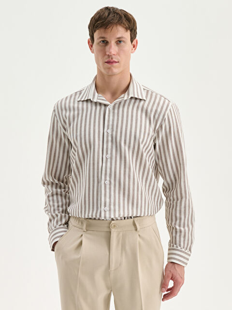 LCW Vision Regular Fit Uzun Kollu Çizgili Erkek Gömlek - W5I463Z8-LEW