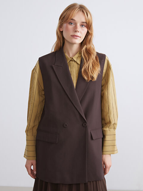 LCW Modest Kruvaze Yaka Kadın Klasik Yelek - W5I484Z8-HEC