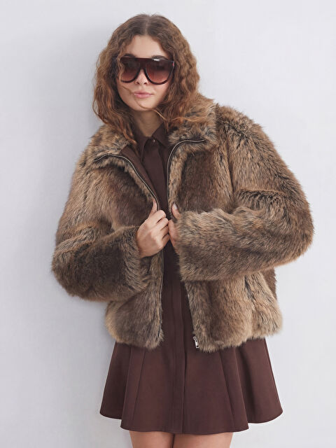 XSIDE Funnel Neck Women's Fur Coat - W5I730Z8-CTX