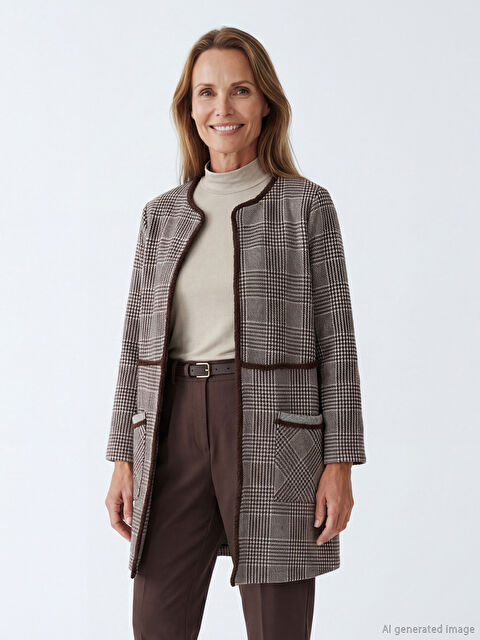 LCW Grace Bisiklet Yaka Desenli Kadın Hırka - W5I757Z8-MJD