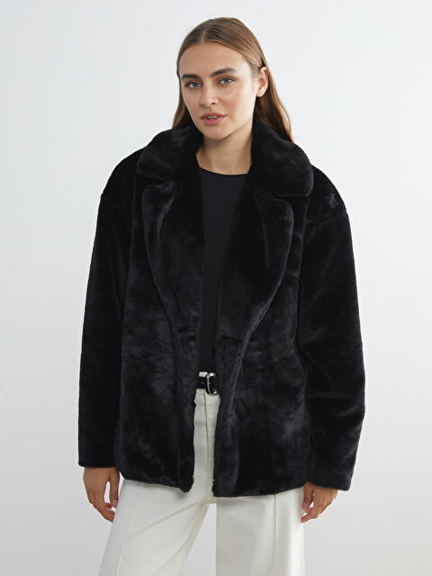 LCW ECO Ceket Yaka Kadın Pelüş Mont - W5I762Z8-CVL