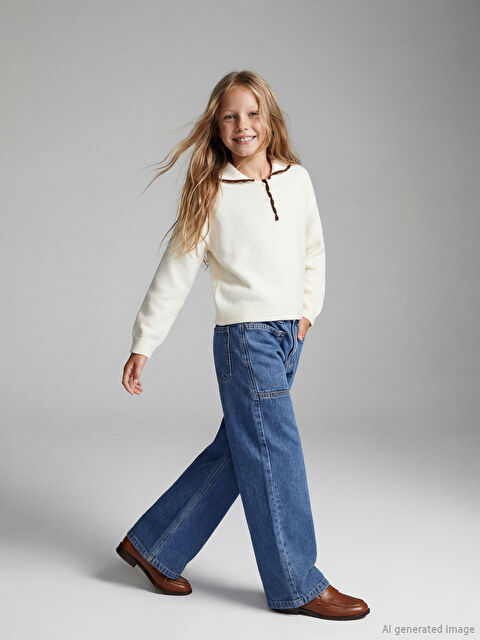 LCW Kids Elasticated Waist Girls' Jeans - W5I804Z4-SHK