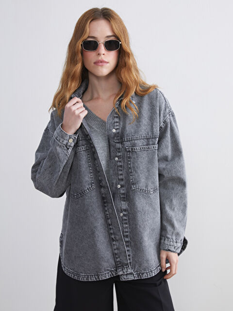 XSIDE Kadın Jean Gömlek Ceket - W5I960Z8-VDL