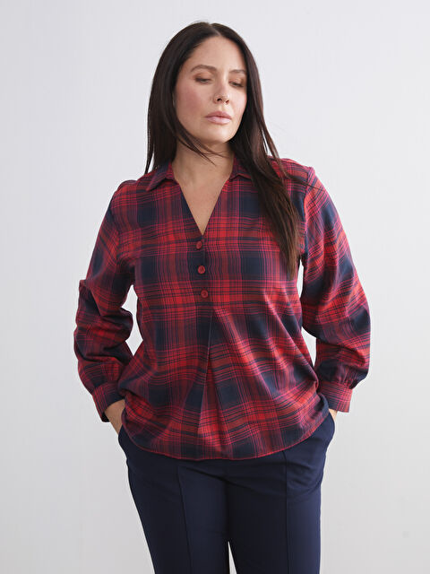 LCW Grace Gömlek Yaka Ekose Bluz - W5IC54Z8-LPA