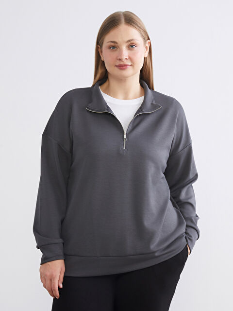 LCW Comfort Dik Yaka Kadın Sweatshirt - W5ID83Z8-HEF