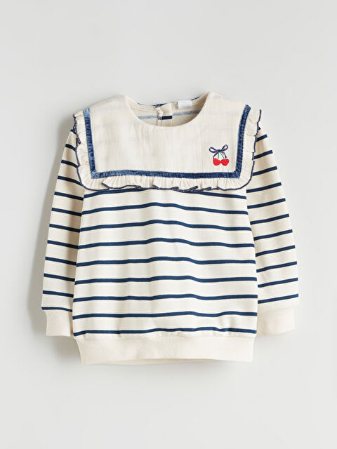 LCW Kids Bebe Yaka Çizgili Kız Çocuk Kalın Sweatshirt - W5IG11Z1-LGS