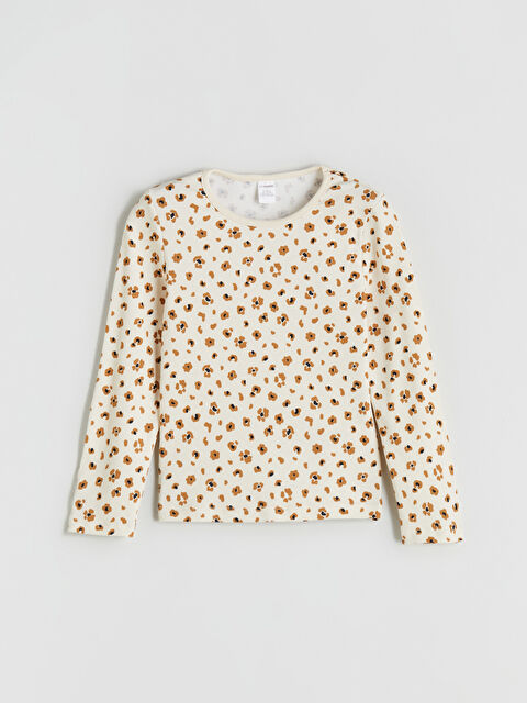 LCW Kids Bisiklet Yaka Çiçekli Kız Çocuk Tişört - W5IH60Z1-LQB