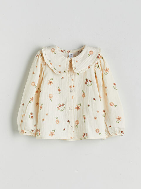 LCW Kids Bebe Yaka Çiçek Fırfırlı Kız Çocuk Gömlek - W5II17Z1-LRA