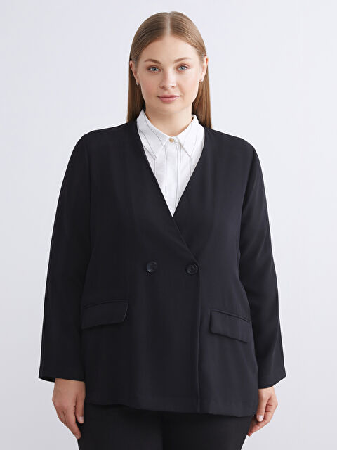 LCWAIKIKI Classic V Yaka Krep Kadın Blazer Ceket - W5IJ21Z8-CVL