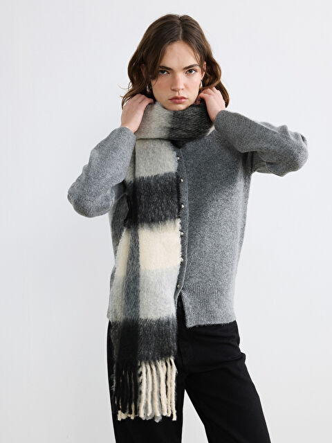 LCW ACCESSORIES Saçaklı Ekose Desenli Kadın Atkı - W5IL77Z8-LMK