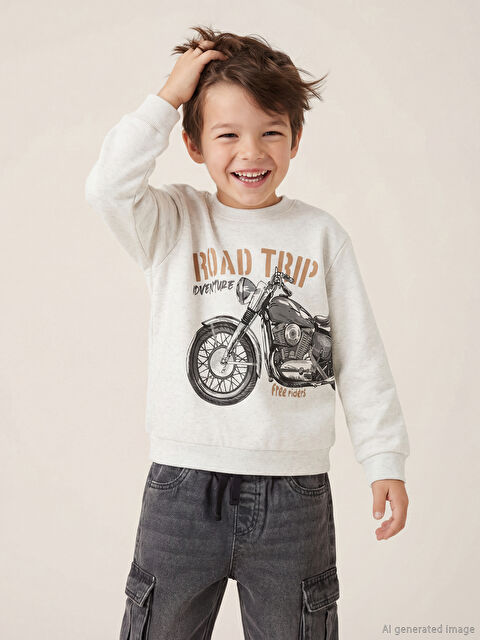 LCW Kids Baskılı Erkek Çocuk Uzun Kollu Sweatshirt - W5IL99Z1-847