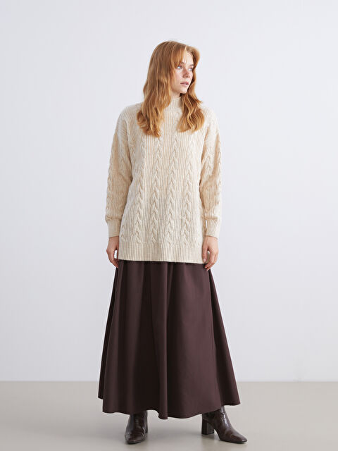 LCW Modest Beli Fermuarlı Pileli Kloş Etek - W5IM53Z8-ZP7