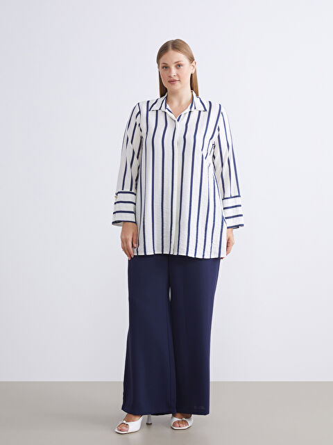 LCWAIKIKI Classic Çizgili Kadın Gömlek Tunik - W5IN14Z8-LGS