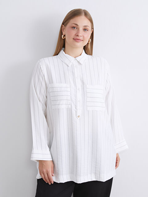 LCWAIKIKI Classic Çizgili Kadın Gömlek Tunik - W5IN43Z8-LFC