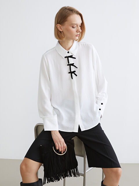 LCW Vision Loose Fit Women's Shirt with Bow - W5IR36Z8-R9J