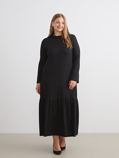 LCW Modest Dik Yaka Dokulu Katkat Elbise - W5IT91Z8-CVL