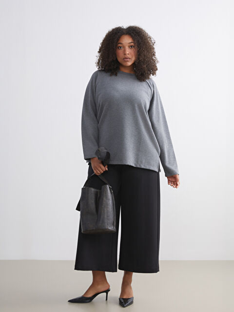 LCW Modest Büyük Beden Beli Lastikli Krep Kadın Pantolon - W5IV18Z8-RQL