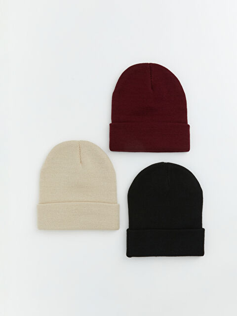 LCW ACCESSORIES Basic Men's Knit Beanie 3-Pack - W5IV98Z8-Z7V