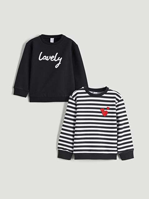 LCW Kids Printed Girls' Thick Sweatshirt 2 Pack - W5IY03Z1-CVL