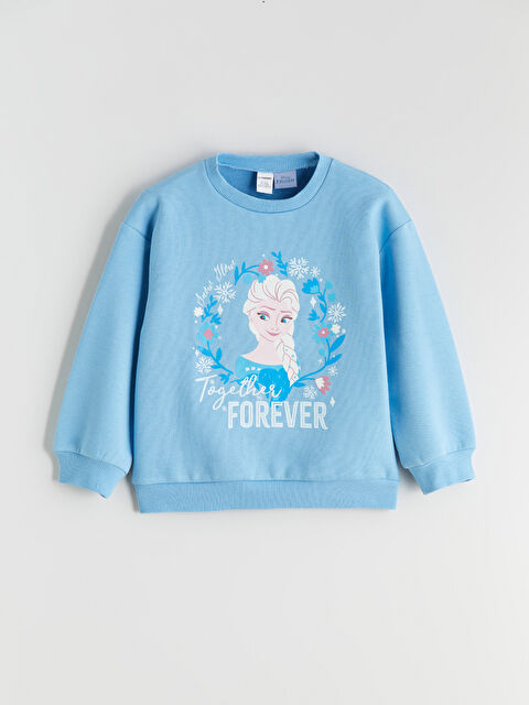 LCW Kids Crew Neck Elsa Printed Girls' Sweatshirt - W5IY28Z1-GEN