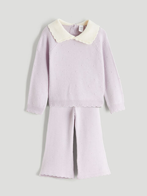 LCW Kids Bebe Yaka Kız Çocuk Triko Kazak ve Pantolon - W5IY75Z1-G2N