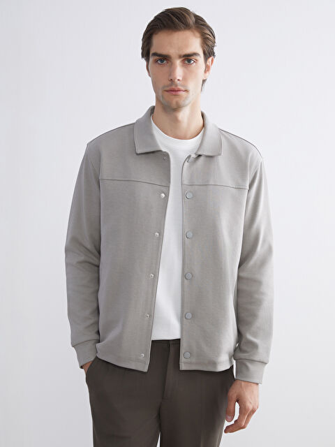 LCW Vision Rahat Kalıp Uzun Kollu Erkek Gömlek Ceket - W5J119Z8-GTC