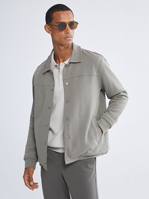 LCW Vision Rahat Kalıp Uzun Kollu Erkek Gömlek Ceket - W5J119Z8-GCS