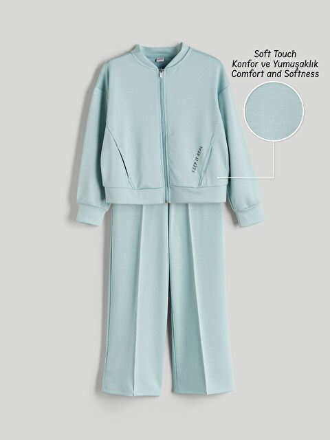 LCW Kids Dik Yaka Kız Çocuk Soft Touch Eşofman Takım - W5J147Z4-V88