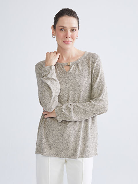 LCW Grace Bisiklet Yaka Fırfırlı Bluz - W5J153Z8-L8Q