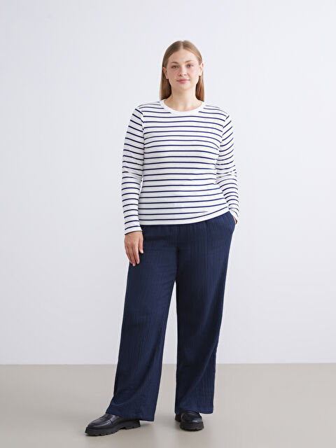 LCW Vision Büyük Beden Beli Lastikli Müslin Kadın Pantolon - W5J196Z8-VZX