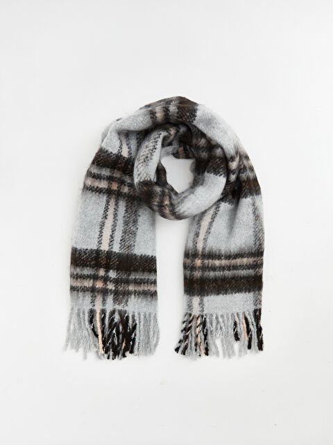 LCW ACCESSORIES Püskül Detaylı Ekose Desenli Kadın Atkı - W5J274Z8-LNQ