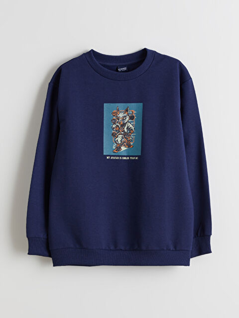 LCW ECO Bisiklet Yaka Baskılı Erkek Çocuk Sweatshirt - W5J316Z4-R42