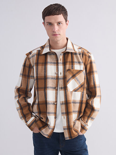 LCW ECO Regular Fit Uzun Kollu Ekose Erkek Gömlek Ceket - W5J362Z8-LLL