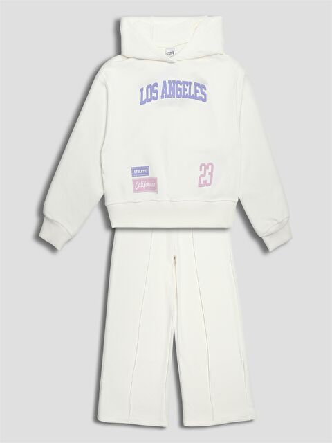 LCW Kids Girl ECRU Tracksuit Set - W5J411Z4-FES