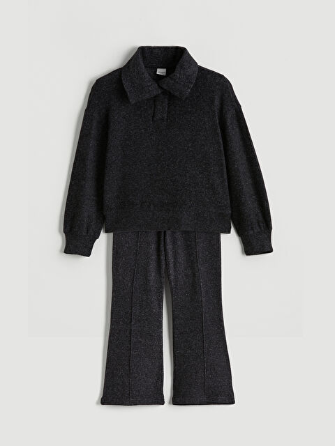 LCW Kids Shirt Collar Girls' Sweatshirt and Sweatpants - W5J421Z4-CVL