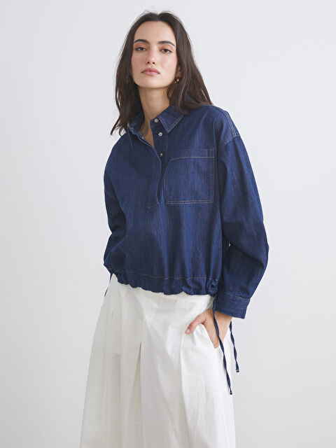 LCW Vision Gömlek Yaka Jean Bluz - W5J439Z8-507