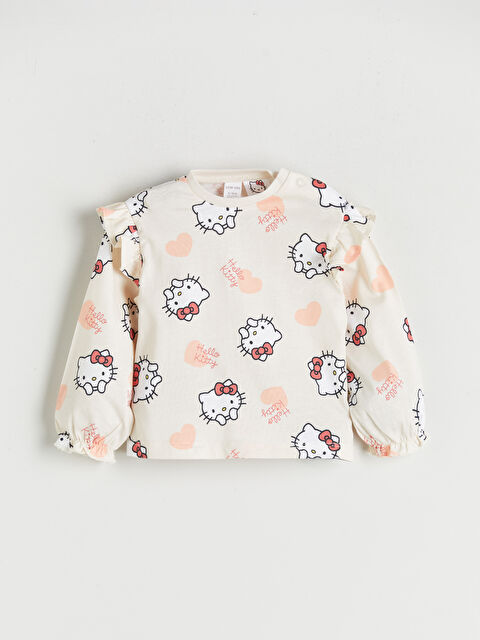 LCW baby Bisiklet Yaka Hello Kitty Baskılı Kız Bebek Tişört - W5J481Z1-LQA