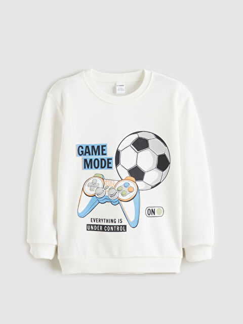 LCW Kids Bisiklet Yaka Baskılı Erkek Çocuk Sweatshirt - W5J506Z1-FDU