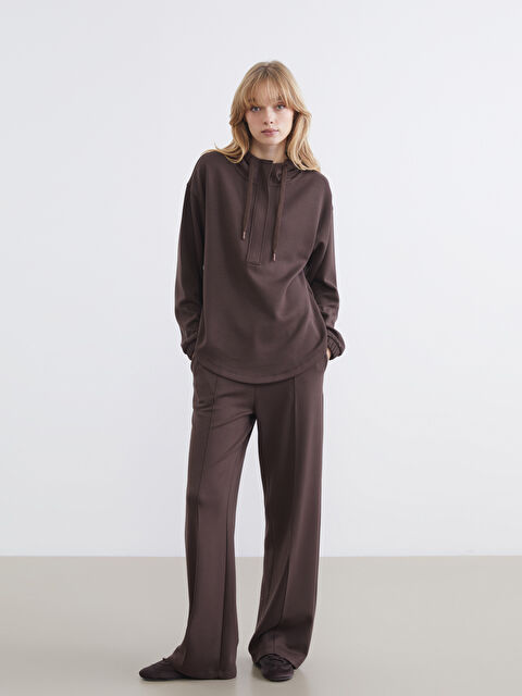 LCW Vision Elasticated Waist Wide Leg Women's Sweatpants - W5J644Z8-HEC