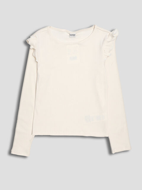 LCW Kids تيشيرت بناتي بتفاصيل كشكش برقبة دائرية - W5J744Z4-FES