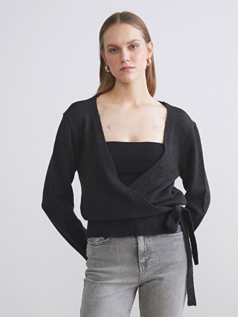 LCW ECO Kruvaze Yaka Kadın Triko Kazak - W5J845Z8-CVL